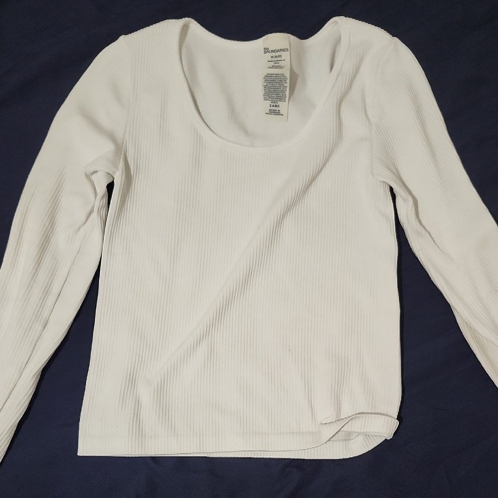 No Boundaries White Ribbed Long Sleeve Top